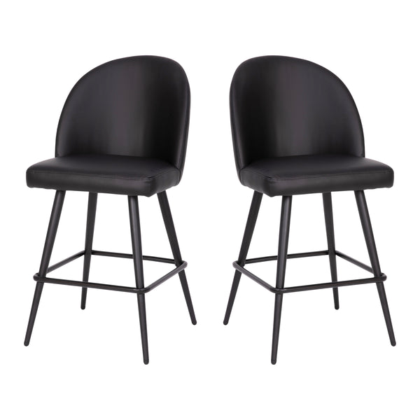 Black LeatherSoft |#| Commercial Grade 26inch Armless Stools with Contoured Backs in Black LeatherSoft