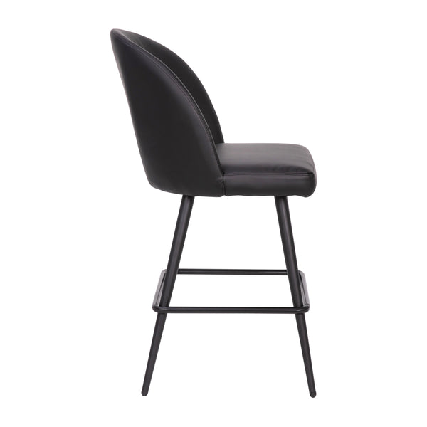 Black LeatherSoft |#| Commercial Grade 26inch Armless Stools with Contoured Backs in Black LeatherSoft