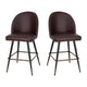 Brown LeatherSoft |#| Commercial Grade 26inch Armless Stools with Contoured Backs in Brown LeatherSoft