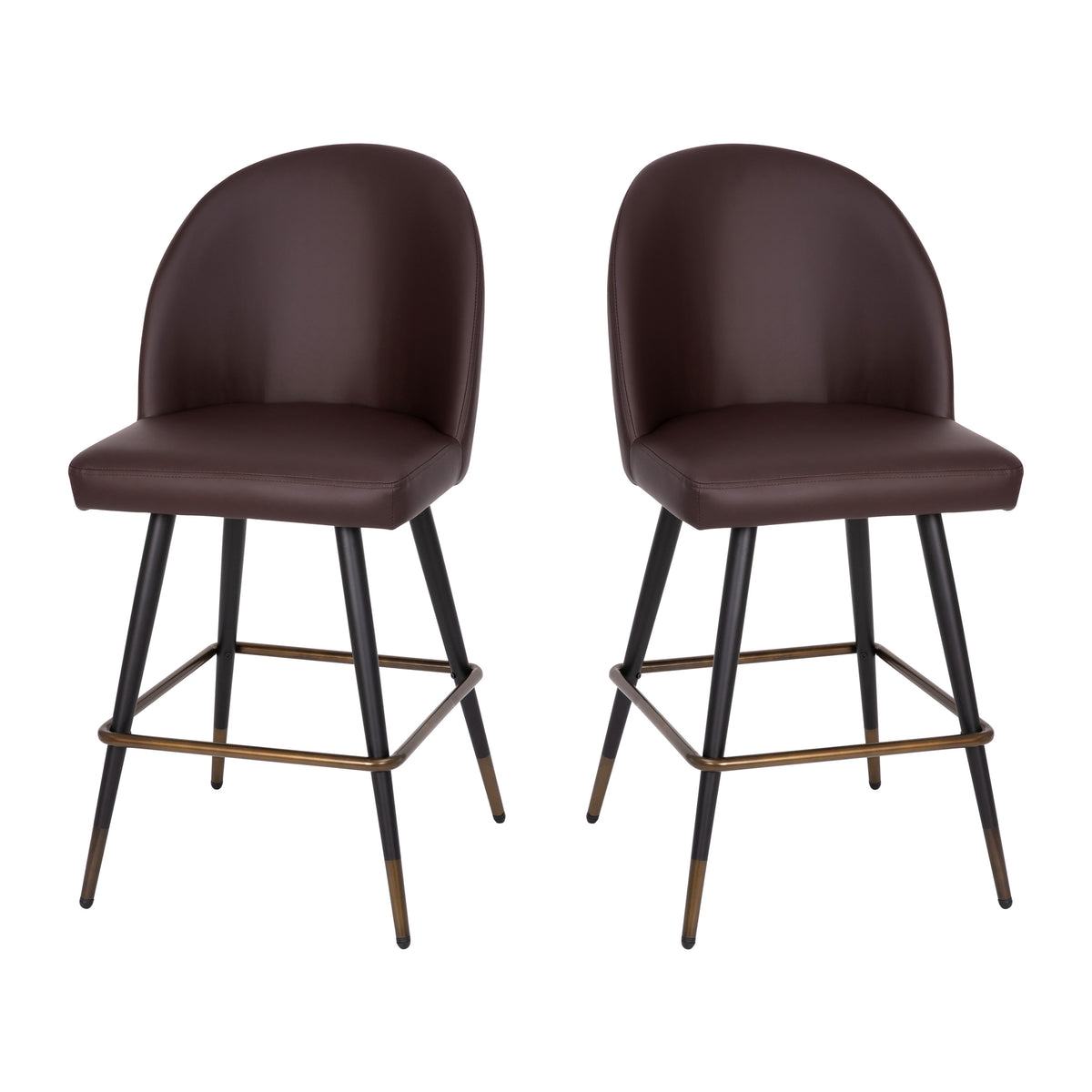 Brown LeatherSoft |#| Commercial Grade 26inch Armless Stools with Contoured Backs in Brown LeatherSoft