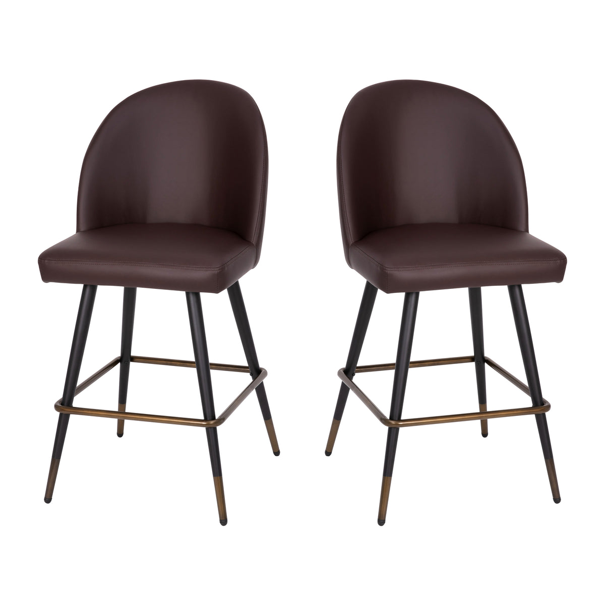 Brown LeatherSoft |#| Commercial Grade 26inch Armless Stools with Contoured Backs in Brown LeatherSoft