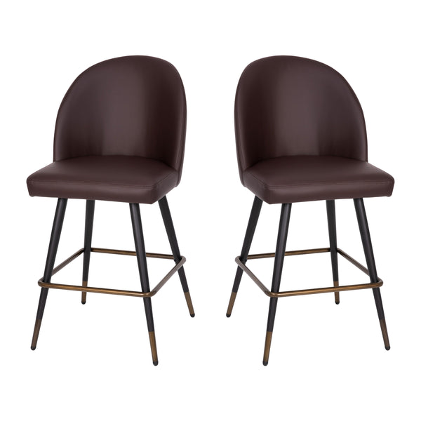 Brown LeatherSoft |#| Commercial Grade 26inch Armless Stools with Contoured Backs in Brown LeatherSoft