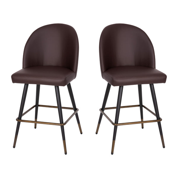 Brown LeatherSoft |#| Commercial Grade 26inch Armless Stools with Contoured Backs in Brown LeatherSoft
