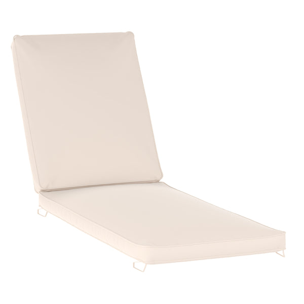 Beige |#| Commercial Water-Resistant Outdoor Chaise Lounge Patio Cushion in Beige