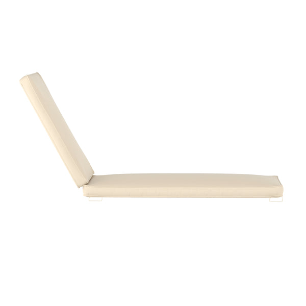 Beige |#| Commercial Water-Resistant Outdoor Chaise Lounge Patio Cushion in Beige