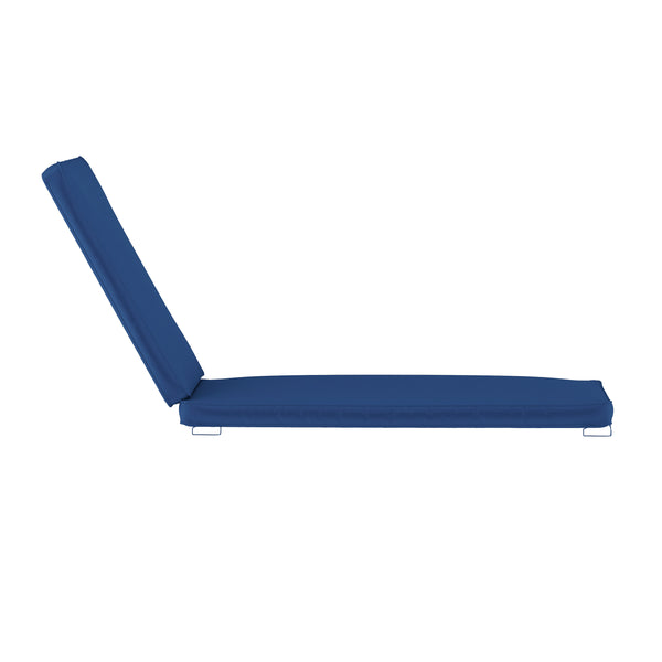 Navy |#| Commercial Water-Resistant Outdoor Chaise Lounge Patio Cushion in Navy
