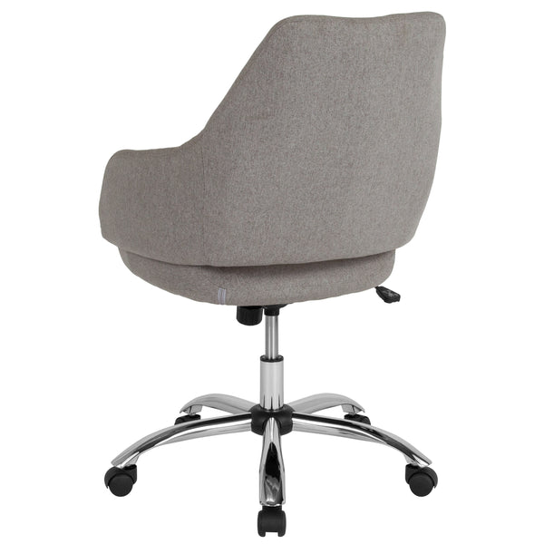 Light Gray Fabric |#| Home and Office Upholstered Mid-Back Chair w/ Wrap Style Arms in Lt Gray Fabric