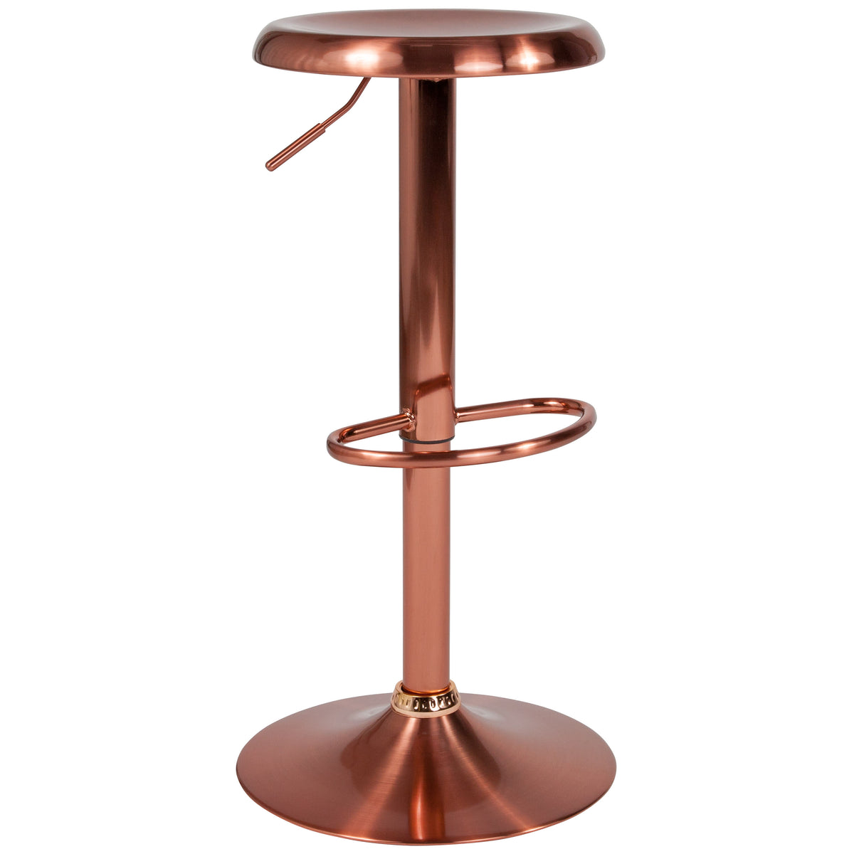 Rose Gold |#| Adjustable Height Retro Barstool with Ergonomic Molded Seat in Rose Gold Finish