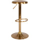 Gold |#| Adjustable Height Retro Barstool with Ergonomic Molded Seat in Gold Finish