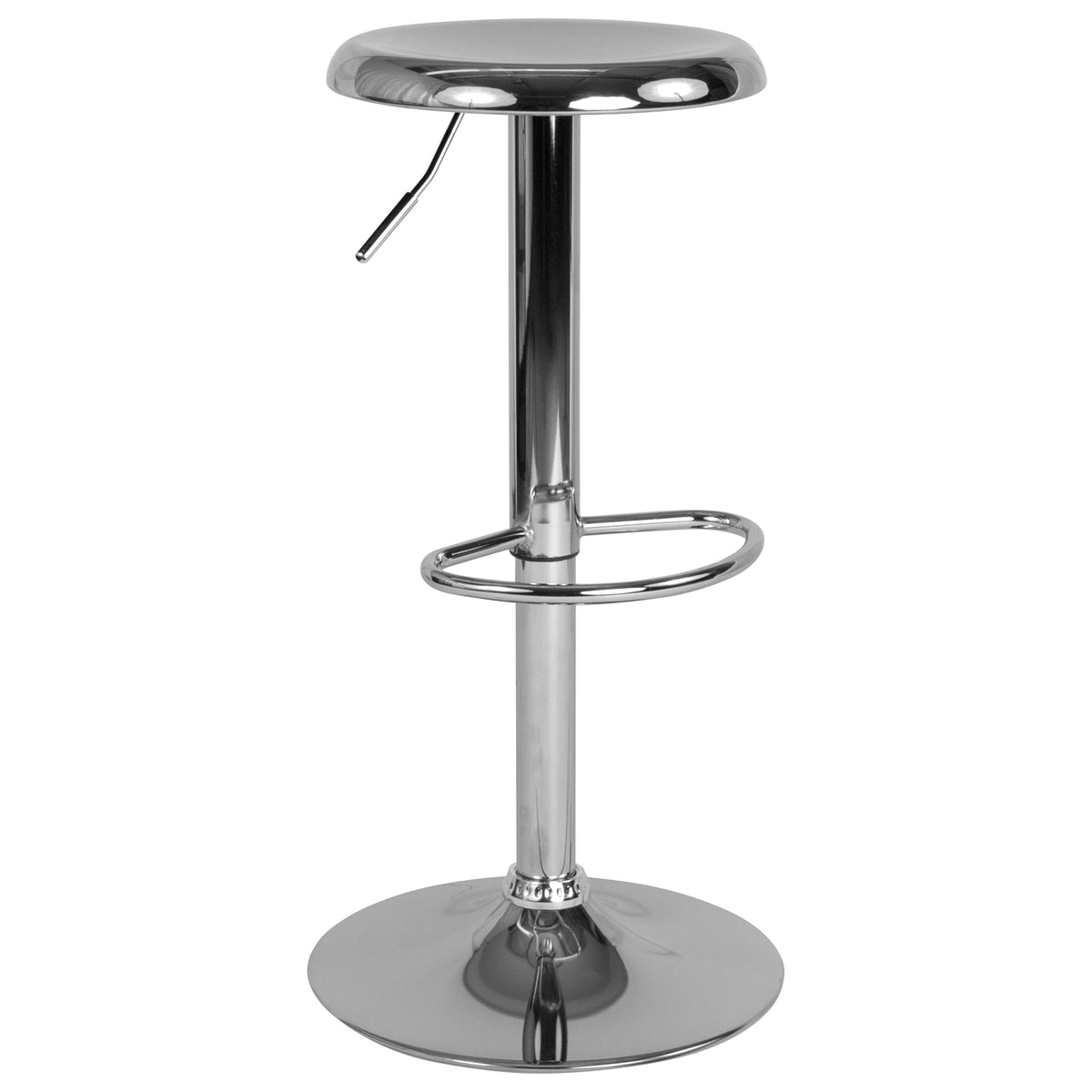 Chrome |#| Adjustable Height Retro Barstool with Ergonomic Molded Seat in Chrome Finish