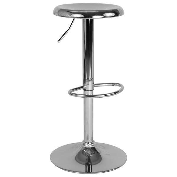 Chrome |#| Adjustable Height Retro Barstool with Ergonomic Molded Seat in Chrome Finish