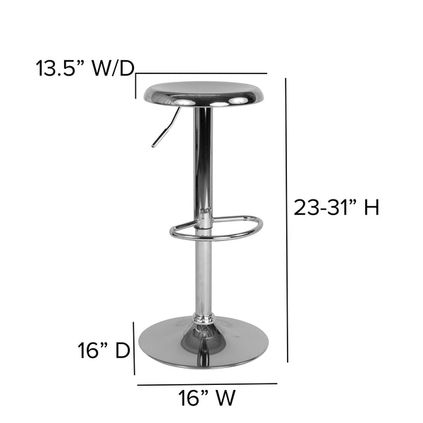 Chrome |#| Adjustable Height Retro Barstool with Ergonomic Molded Seat in Chrome Finish