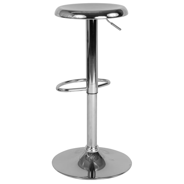 Chrome |#| Adjustable Height Retro Barstool with Ergonomic Molded Seat in Chrome Finish