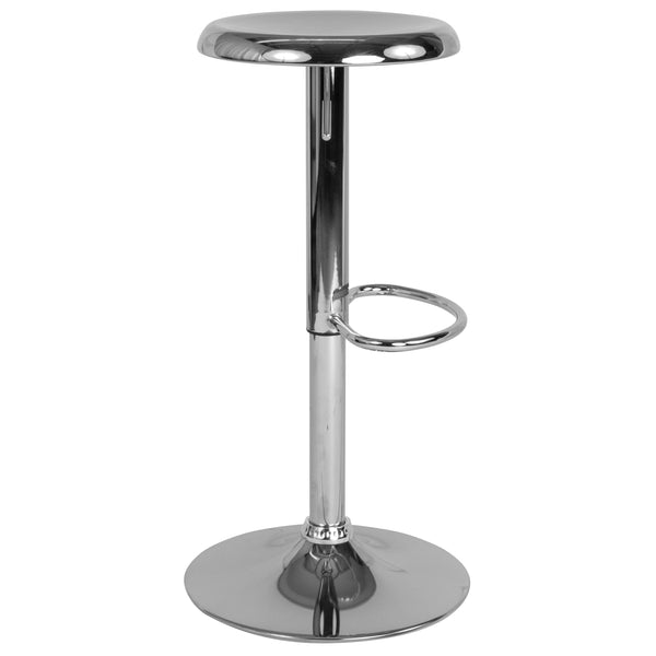 Chrome |#| Adjustable Height Retro Barstool with Ergonomic Molded Seat in Chrome Finish