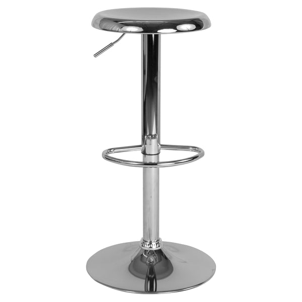 Black |#| Adjustable Height Retro Barstool with Ergonomic Molded Seat in Black Finish
