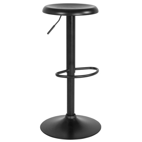 Black |#| Adjustable Height Retro Barstool with Ergonomic Molded Seat in Black Finish