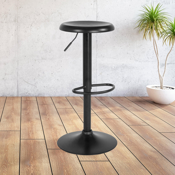 Black |#| Adjustable Height Retro Barstool with Ergonomic Molded Seat in Black Finish