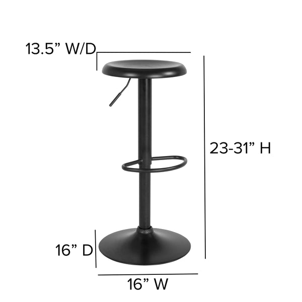 Black |#| Adjustable Height Retro Barstool with Ergonomic Molded Seat in Black Finish