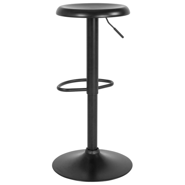 Black |#| Adjustable Height Retro Barstool with Ergonomic Molded Seat in Black Finish