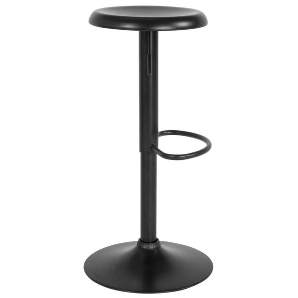Black |#| Adjustable Height Retro Barstool with Ergonomic Molded Seat in Black Finish