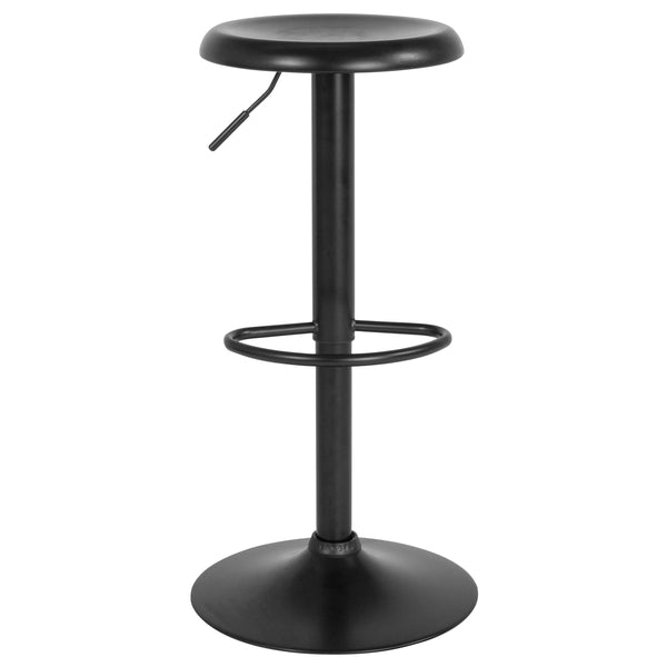 Black |#| Adjustable Height Retro Barstool with Ergonomic Molded Seat in Black Finish