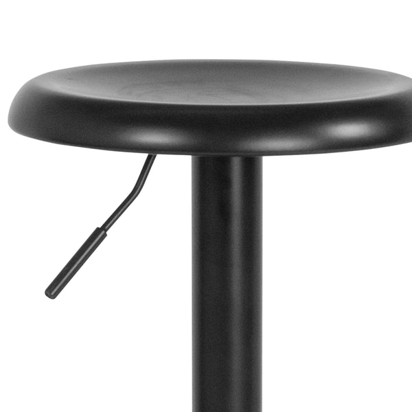 Black |#| Adjustable Height Retro Barstool with Ergonomic Molded Seat in Black Finish