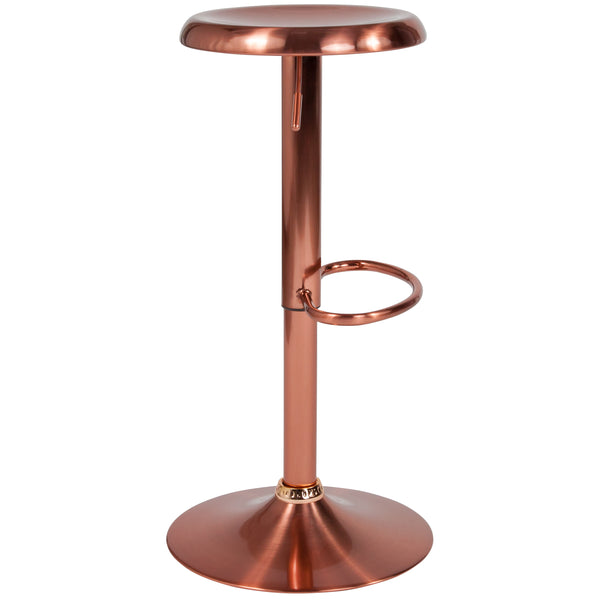 Rose Gold |#| Adjustable Height Retro Barstool with Ergonomic Molded Seat in Rose Gold Finish