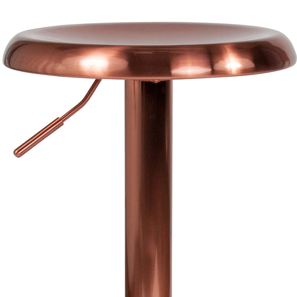 Rose Gold |#| Adjustable Height Retro Barstool with Ergonomic Molded Seat in Rose Gold Finish