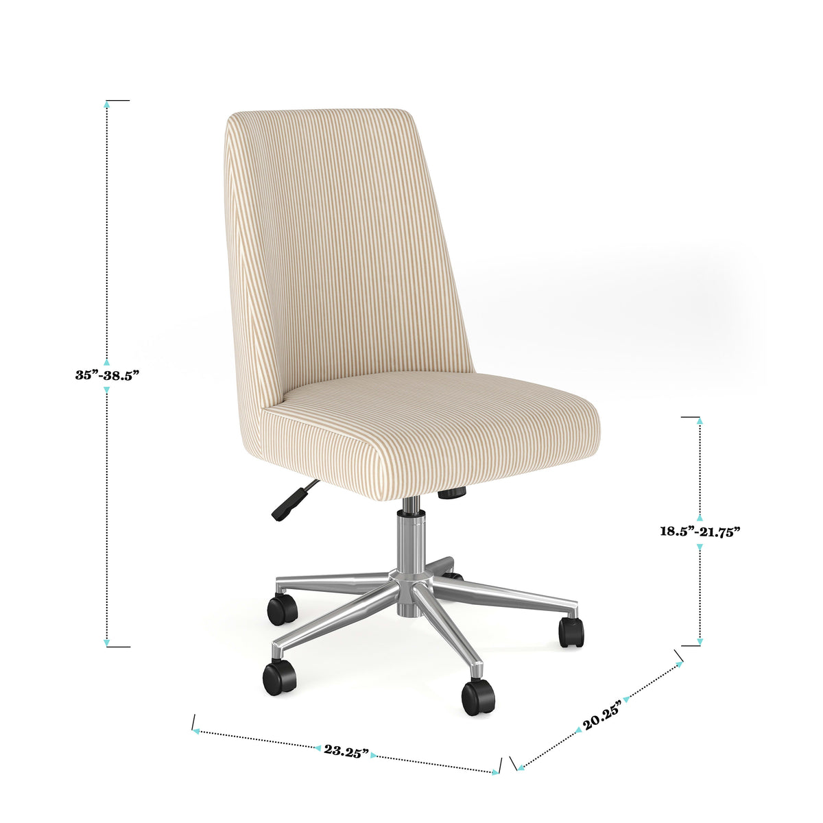 Beige Stripe Fabric/Polished Nickel Frame |#| Fabric Height Adjustable Swivel Home Office Chair - Beige Stripe/Polished Nickel
