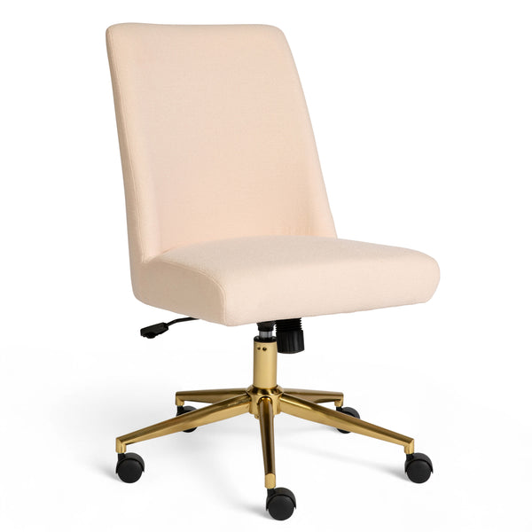 Conch Shell Fabric/Polished Brass Frame |#| Fabric Height Adjustable Swivel Home Office Chair - Conch Shell/Polished Brass