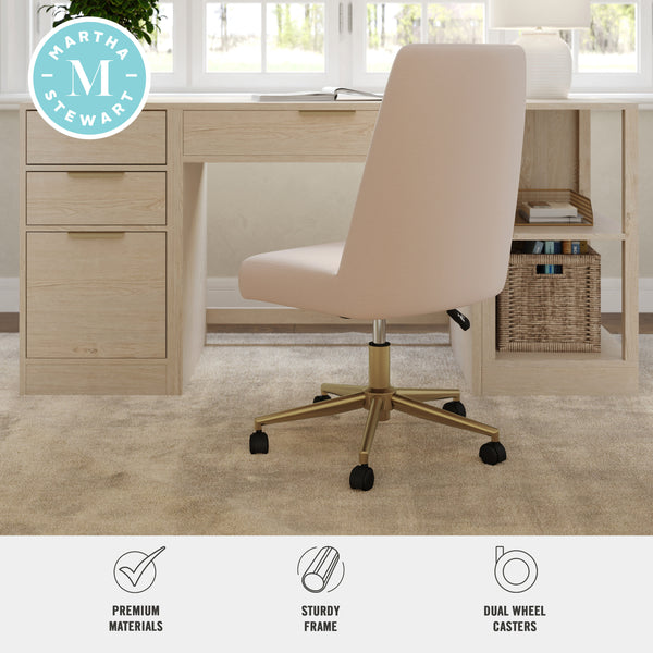 Conch Shell Fabric/Polished Brass Frame |#| Fabric Height Adjustable Swivel Home Office Chair - Conch Shell/Polished Brass