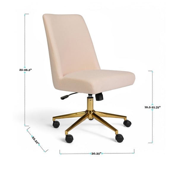 Conch Shell Fabric/Polished Brass Frame |#| Fabric Height Adjustable Swivel Home Office Chair - Conch Shell/Polished Brass