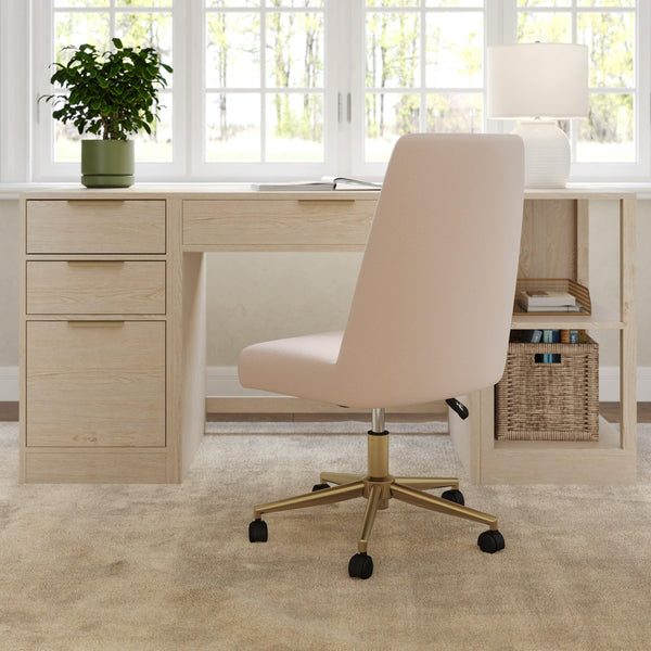 Conch Shell Fabric/Polished Brass Frame |#| Fabric Height Adjustable Swivel Home Office Chair - Conch Shell/Polished Brass