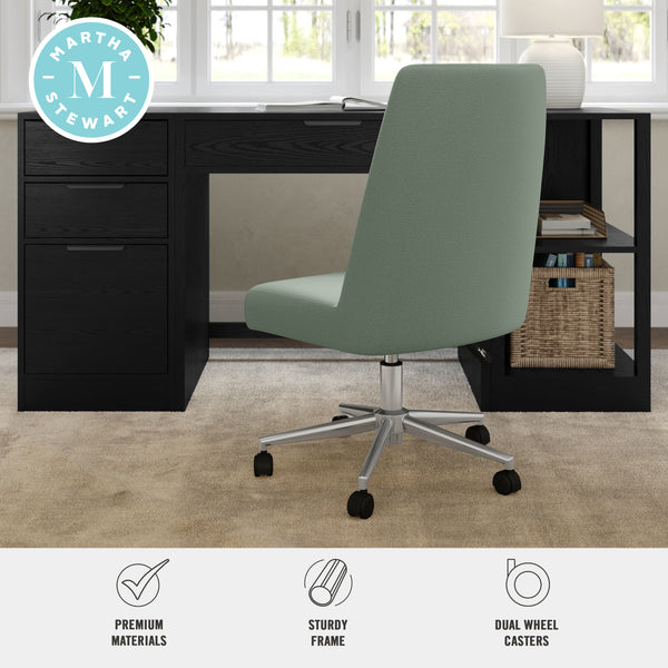 Sage Fabric/Polished Nickel Frame |#| Fabric Height Adjustable Swivel Home Office Chair - Sage/Polished Nickel