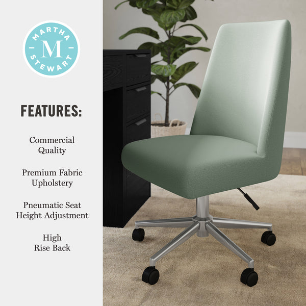 Sage Fabric/Polished Nickel Frame |#| Fabric Height Adjustable Swivel Home Office Chair - Sage/Polished Nickel
