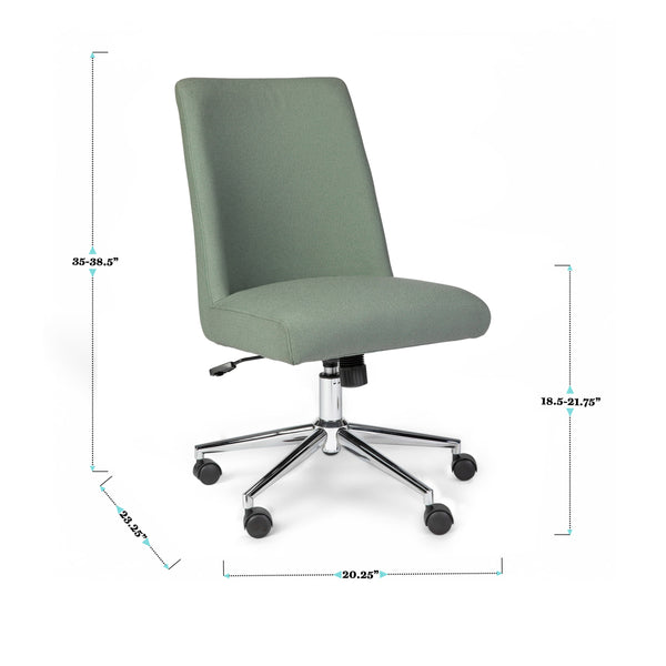 Sage Fabric/Polished Nickel Frame |#| Fabric Height Adjustable Swivel Home Office Chair - Sage/Polished Nickel