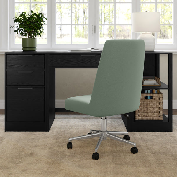 Sage Fabric/Polished Nickel Frame |#| Fabric Height Adjustable Swivel Home Office Chair - Sage/Polished Nickel