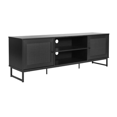 65" TV Stand with Rattan Accented Storage Doors - View 1