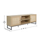 Natural |#| 65" TV Stand with Rattan Accented Storage Doors in Natural
