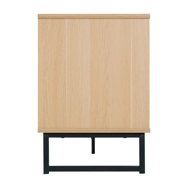 Natural |#| 65" TV Stand with Rattan Accented Storage Doors in Natural