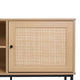 Natural |#| 65" TV Stand with Rattan Accented Storage Doors in Natural