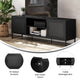 Black |#| 65" TV Stand with Rattan Accented Storage Doors in Black