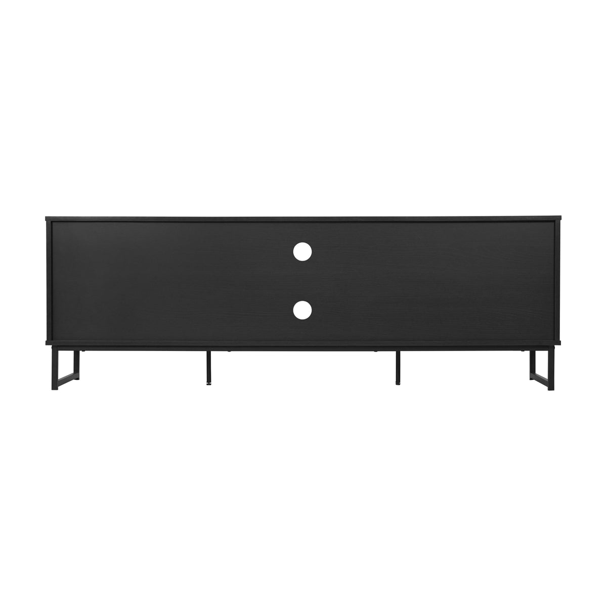 Black |#| 65" TV Stand with Rattan Accented Storage Doors in Black