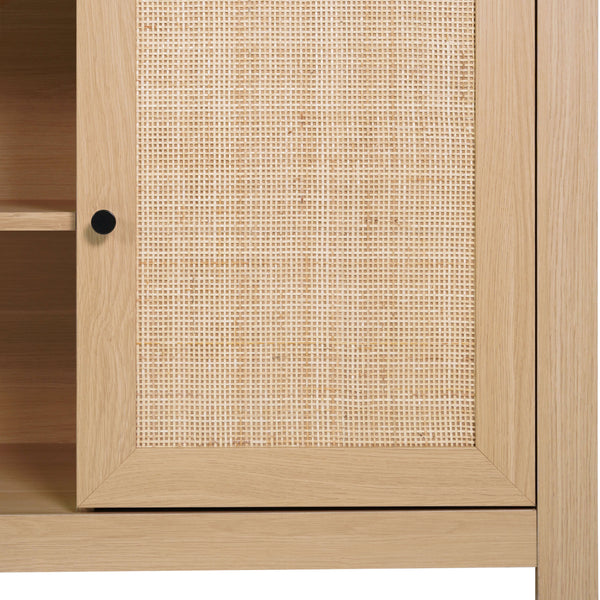Natural |#| 58" Sideboard with 2 Soft Close Doors and Adjustable Shelf - Natural/Rattan