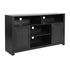 Black |#| 58" Sideboard with 2 Soft Close Doors and Adjustable Shelf - Black/Rattan