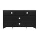 Black |#| 58" Sideboard with 2 Soft Close Doors and Adjustable Shelf - Black/Rattan
