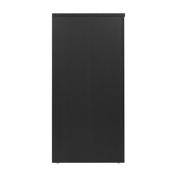 Black |#| 58" Sideboard with 2 Soft Close Doors and Adjustable Shelf - Black/Rattan