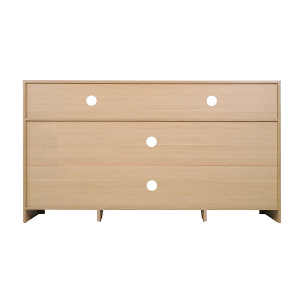 Natural |#| 58" Sideboard with 2 Soft Close Doors and Adjustable Shelf - Natural/Rattan