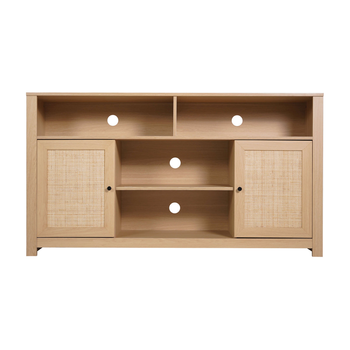 Natural |#| 58" Sideboard with 2 Soft Close Doors and Adjustable Shelf - Natural/Rattan