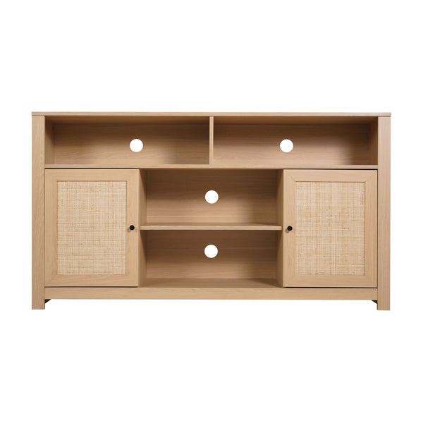 Natural |#| 58" Sideboard with 2 Soft Close Doors and Adjustable Shelf - Natural/Rattan